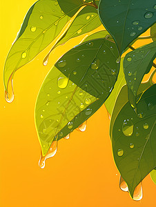 叶子上的水滴绿叶上的水滴插画