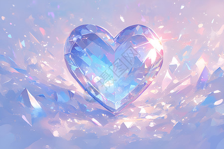 钻石展位璀璨梦幻的心形宝石插画