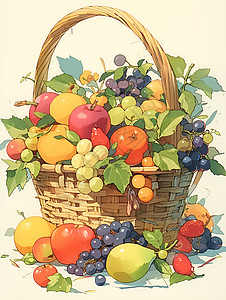 水果篮中多样的水果背景图片