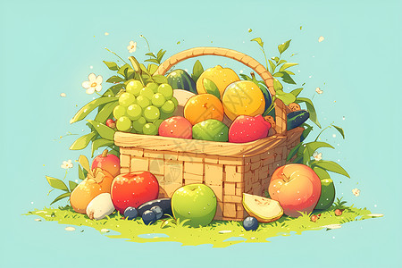 美味的水果篮背景图片