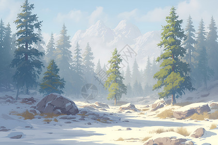 森林的冬天背景图片