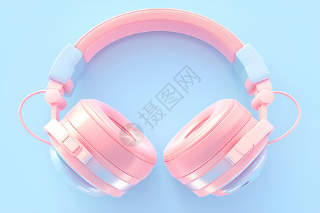 粉色头戴式耳机背景图片