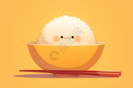 1碗米饭可爱的传统米饭插画