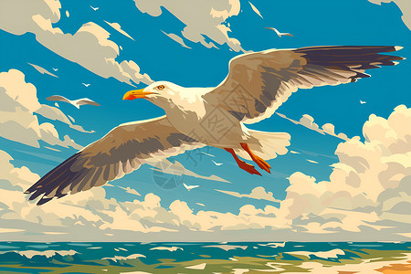 海鸥翱翔背景图片