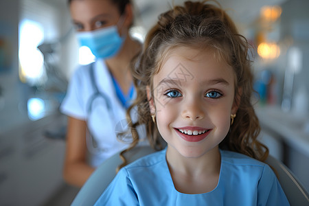 儿童看牙医笑脸口罩高清图片