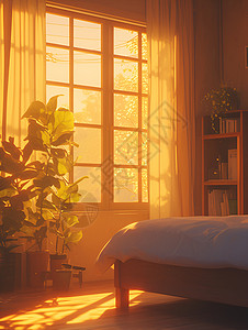 温暖的窗边书房背景图片