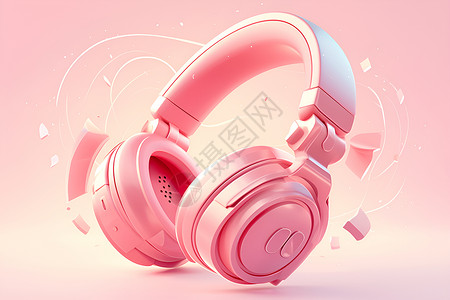 粉色梦幻耳机背景图片