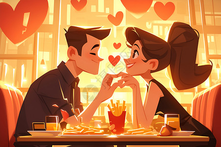 情侣在餐厅里约会背景图片