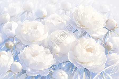 绽放的白色花丛背景图片