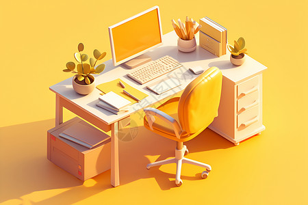 黄色的椅子黄色的办公椅插画