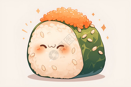 海胆寿司可爱的饭团插画