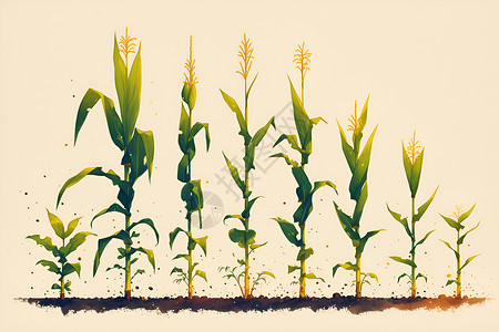 飞溅泥土生长的玉米插画
