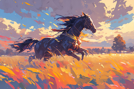 草原飞驰的马背景图片