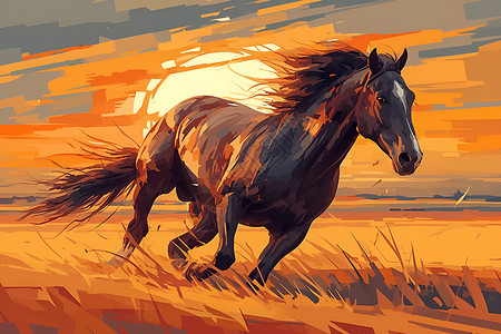 一匹马一匹美丽的马插画