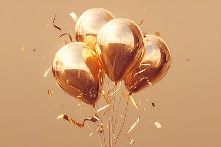 金色飘浮气球金色的气球设计图片