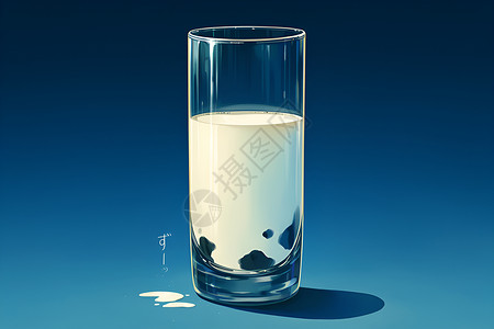 玻璃牛奶玻璃杯里的牛奶插画