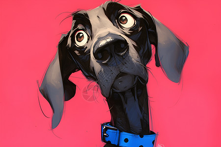惊讶图片惊讶的黑色小狗插画