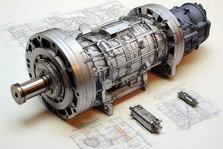 螺丝设计巨型金属齿轮与机械设计图片