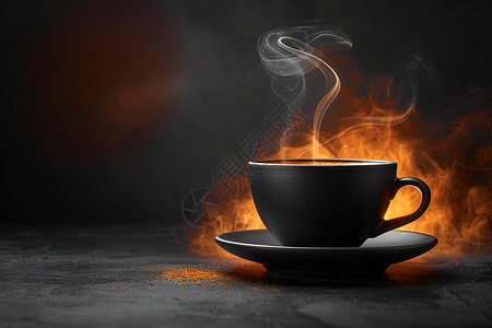 黑色咖啡杯咖啡杯蒸汽高清图片