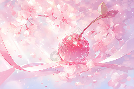 樱花图案樱花与樱桃插画