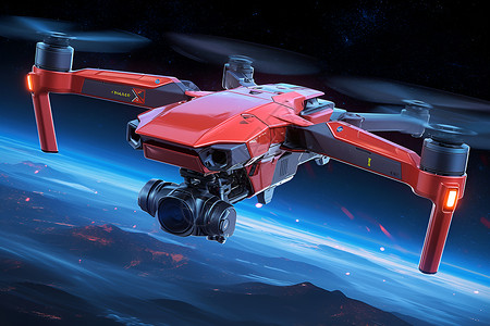 飞行编队红色的无人机设计图片