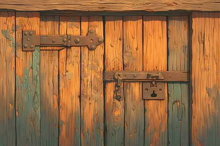 古朴设计素材古朴的老旧的门锁插画