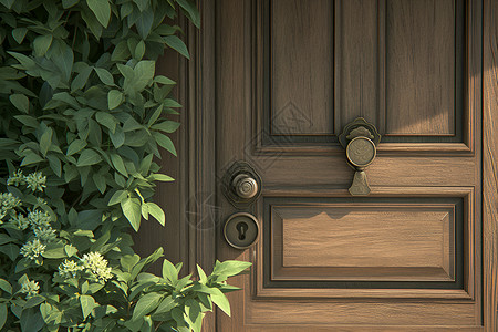 门上的锁木门锁细节高清图片