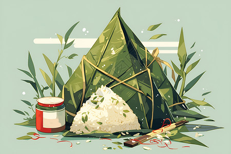 美食米美味的粽子插画