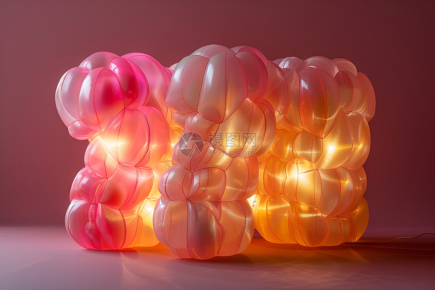 灯光缭绕下的充气气球图片