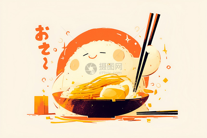 米团拿着筷子图片