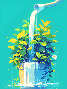 植物浇水水管浇水高清图片