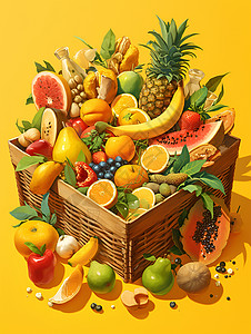 地面上的水果背景图片