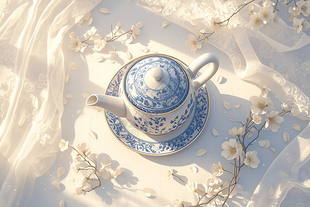 阳光下的茶壶背景图片