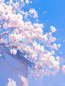 北之丸公园樱花盛开的宁静之美插画