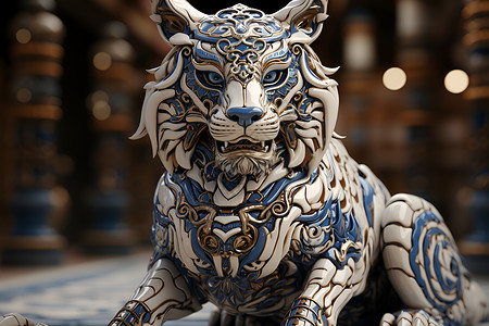 陶瓷手工瓷砖上的猫咪插画