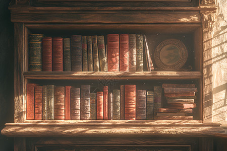 书架上的书本插画背景图片