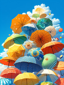 彩色美丽漂浮点点免费下载美丽的彩色伞插画