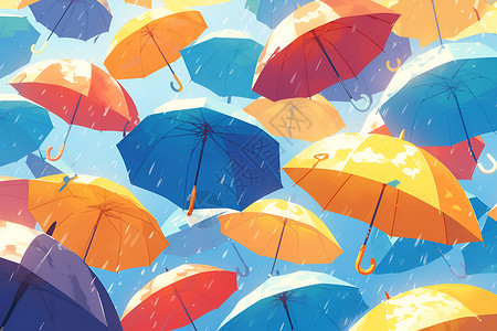 鲜艳色彩彩色遮阳伞插画