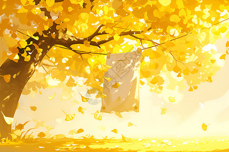 秋天衣服素材黄叶下的衣服插画