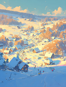 冬季村庄背景图片