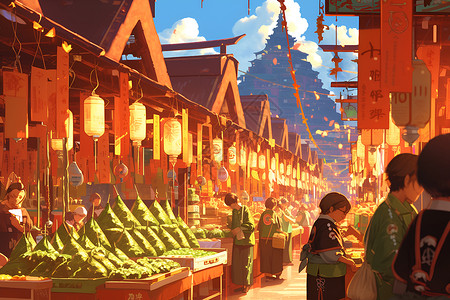 市集里的粽子背景图片