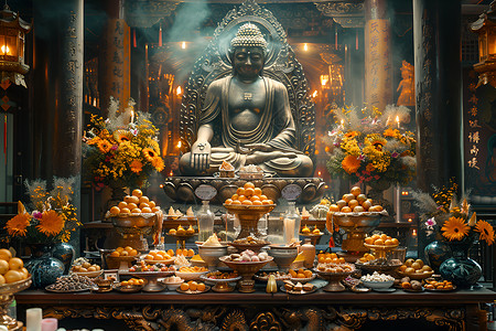 佛像和贡品佛祖贡品高清图片