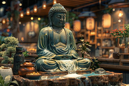 佛祖雕塑佛像供果高清图片