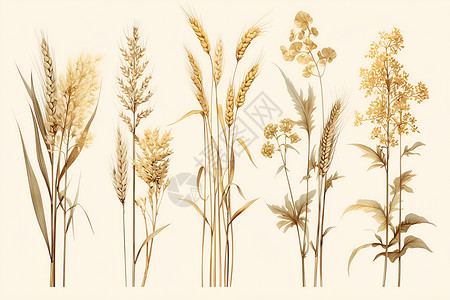 绘画的小麦插画背景图片