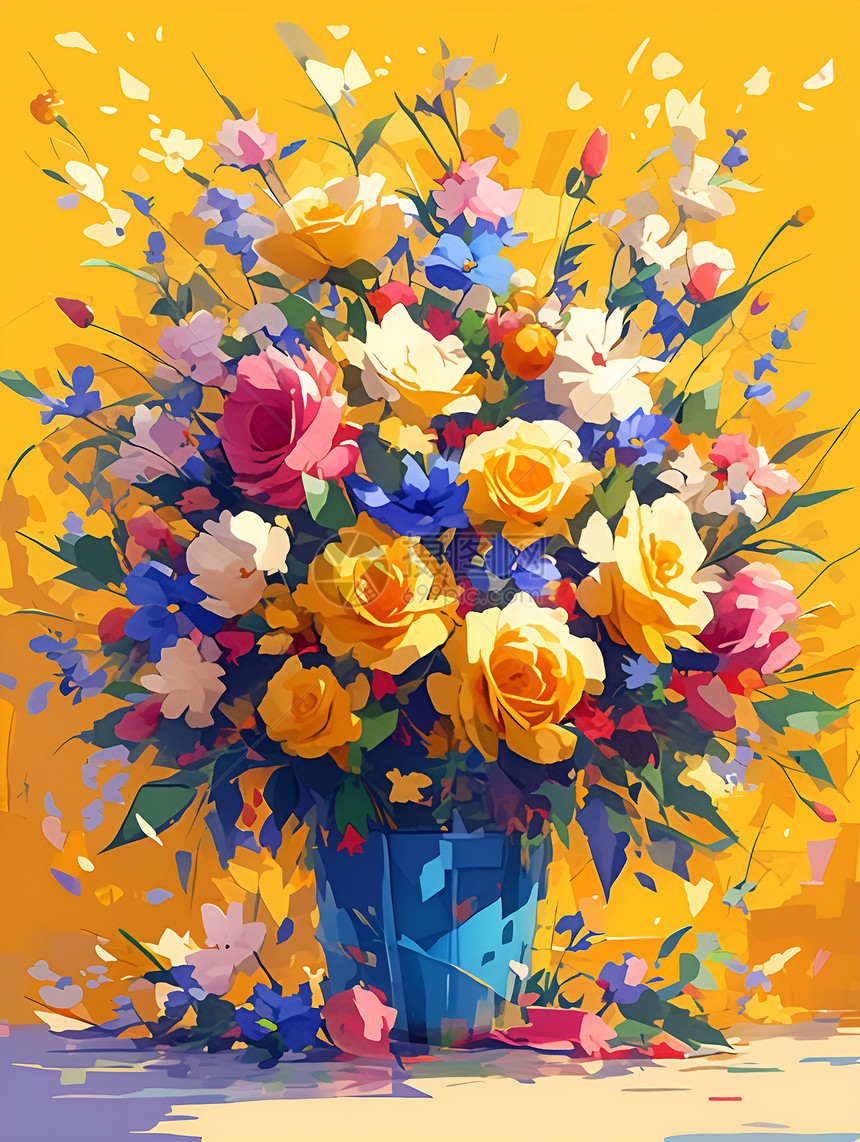 花瓶中的花朵插图图片