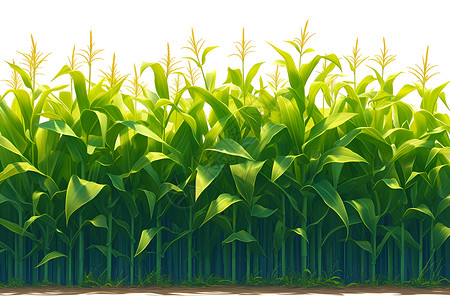 开垦土地一片绿色玉米地插画
