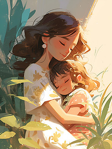 最幸福女人抱着孩子的母亲插画