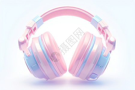 耳罩粉红头戴式耳机插画