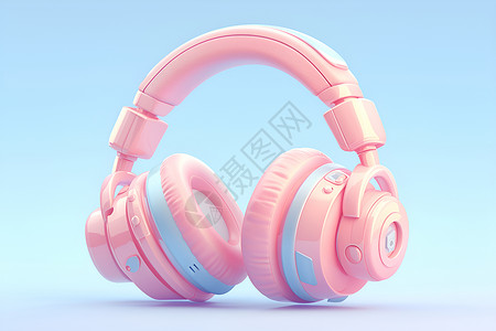 耳罩粉色耳机插画