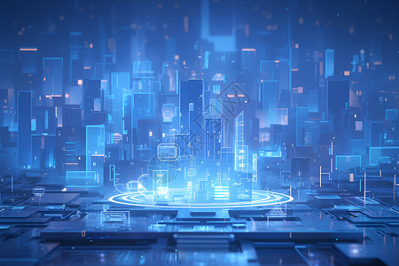 蓝色未来科技都市背景图片